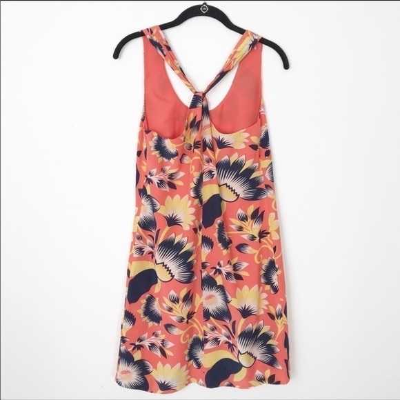 J. CREW 100% Silk Hibiscus Twist Back Dress Size 0 Vacation Beach Tropical - Picture 6 of 8